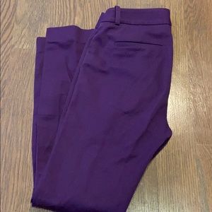Jcrew purple stretch Minnie ankle pants size 0